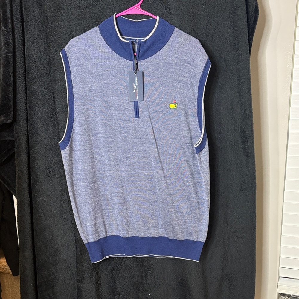 Men's Blue Zip-Up Sweater Vest by [Brand]